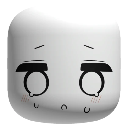 Sad Crying Chibi Doll Face - White