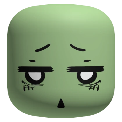 Chibi Zombie Face - Medium Green