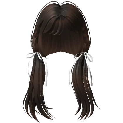 Chocolate Long Flowy Pigtails w/ Ribbons