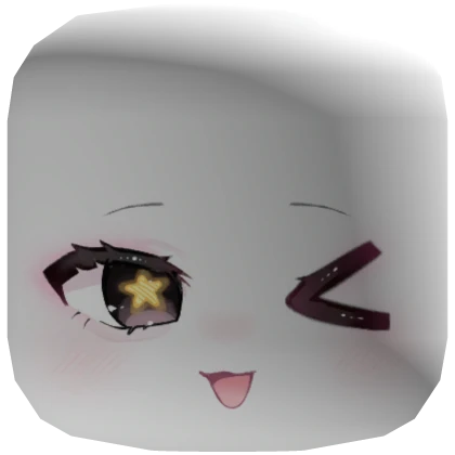 ☆ ^_< cute star eye happy face chibi - white