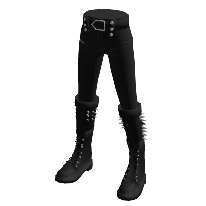 Black Goth Studded Pants with Boots