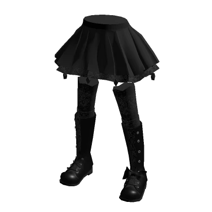 Black Goth Skirt with Leather Boots