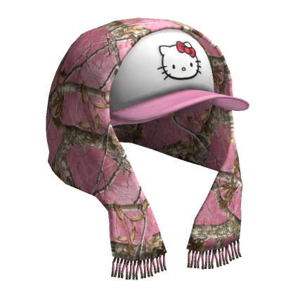 🌸Y2K Kitty Hat w Pink Realtree Camo Head Scarf🌸