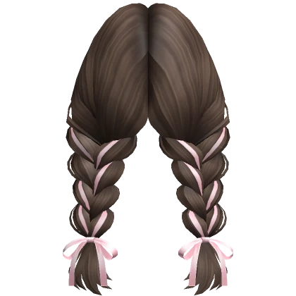 Soft Double Braids w/ Ribbon (Brown)