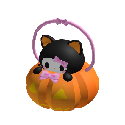 ♡ Halloween Kitty In Pumpkin Pail Holdable