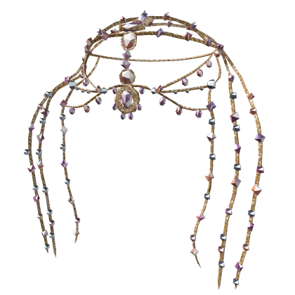 Fairycore Beaded Gems Headpiece Gold