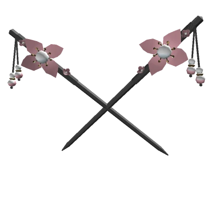 Floral Chopsticks W Beads [Pink & Black]