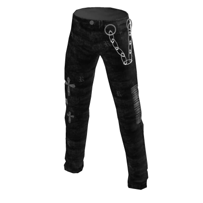 ⭐ Black Cross Chained Pants Jeans grunge emo