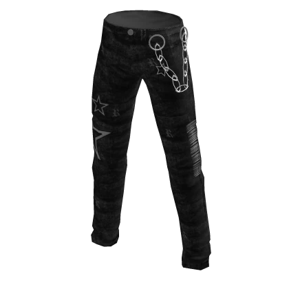 ⭐ Black Star Chained Pants Jeans grunge emo