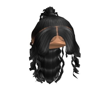 Wavy Ponytail with Bangs Black