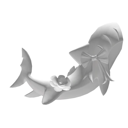 Cute Kawaii White Shark Tail w Bow & Rose