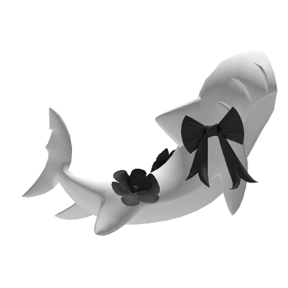 Cute Kawaii Black & White Shark Tail w Bow & Rose