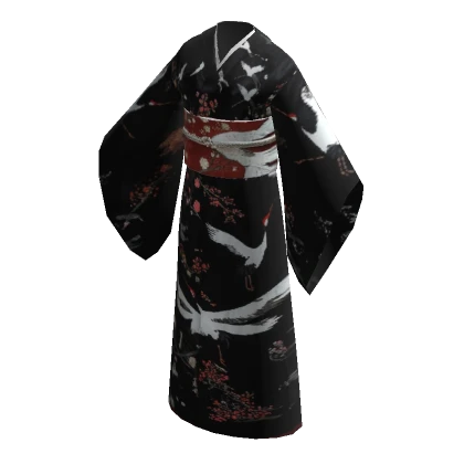 Black and Red Floral Kimono