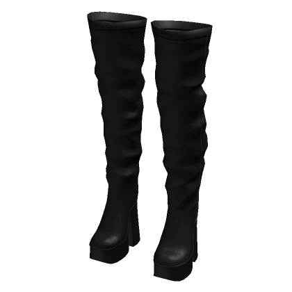 Thigh High Platform Boots - Black