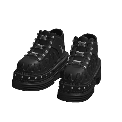 Black Punk Retro Platform Shoes