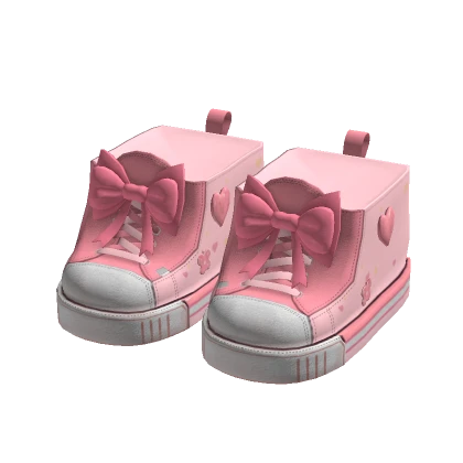 Cute High Top Sneakers with Bow Pink