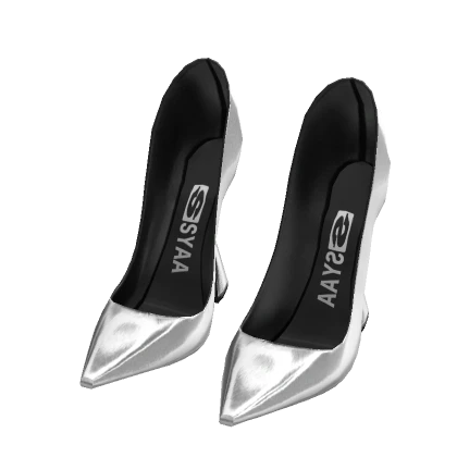 ☆ Silver Pointed Flared High Heels (Syaa Heel'd)