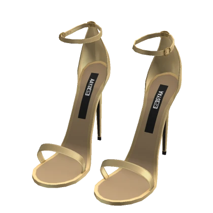 Y2K ☆ Gold Sandal Stapped Heels (Syaa ver.)