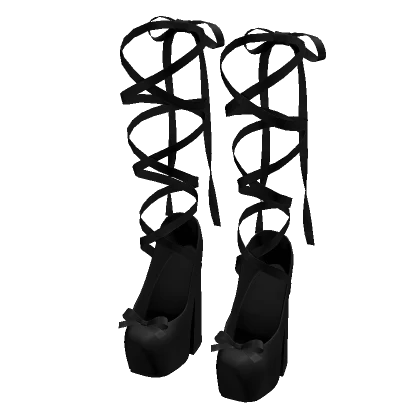 Soft ribbon ballet heels black (It Girl)