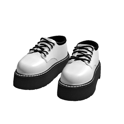 White n Black Platform Loafers