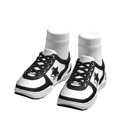 Black/White Sneakers with Short White Socks