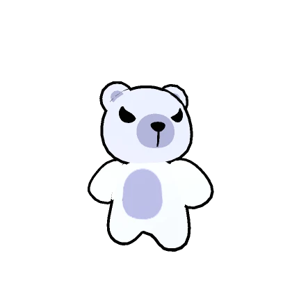 2D Cute Neon White Angry Bear