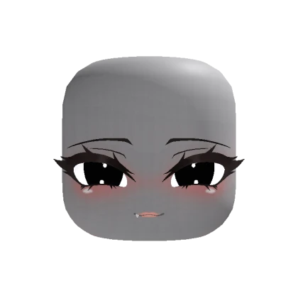 Chibi Blushing Cute Snaggle Tooth Cat Face - Black