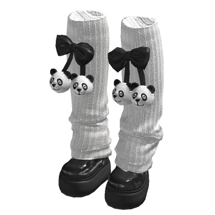 Natasha Panda Leg Warmer Boots Black White BB