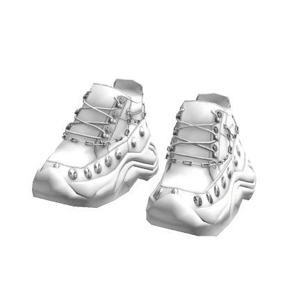 white chunky sneakers shoes with chain
