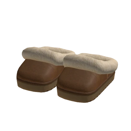 3.0 Platform Slippers Brown Shoes Fluffy Boots Y2K