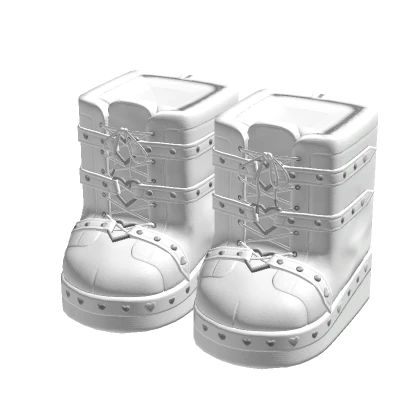 Y2K Emo Heart Boots White