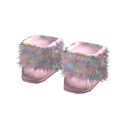 Y2K Fur Boots Candy Rainbow