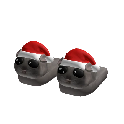 Hamster Slippers with Santa Hat