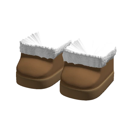 White Bows! Stylish Brown Fluffy Boots