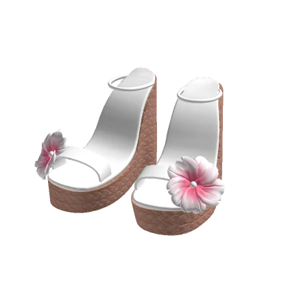 Summer wedge platform heels hibiscus flowers