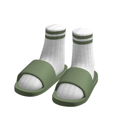 green slides with socks