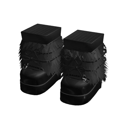 black fluffy chunky fur & platform doll janes