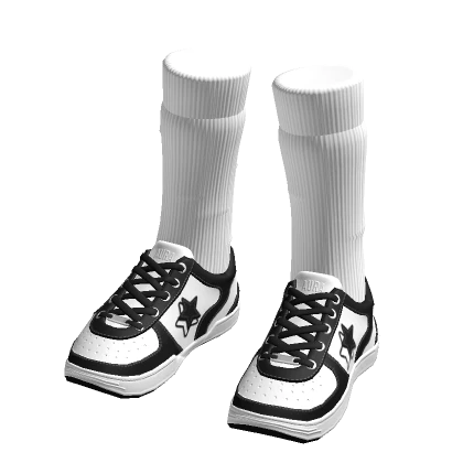 Black/White Sneakers with White Socks