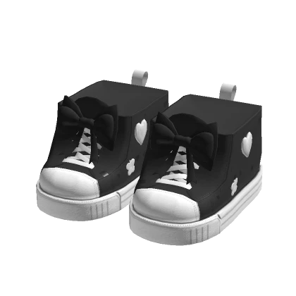 Cute High Top Sneakers with Bow Black & White