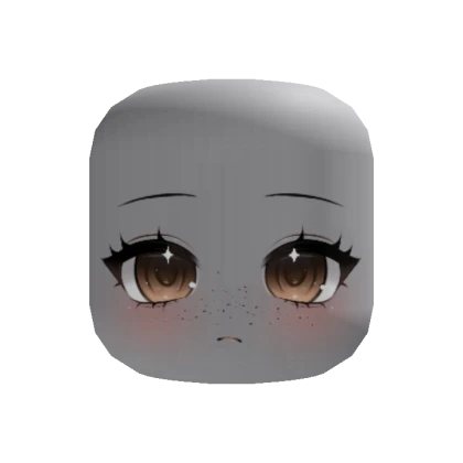 cute brown freckled gaze chibi face (recolorable)