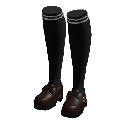 School Girl Platform Loafer Shoes w/ Long Socks