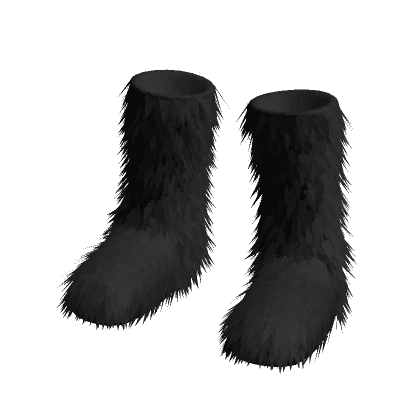 Fur Boots Black Fuzzy Furry Cozy Winter Shoes Y2K