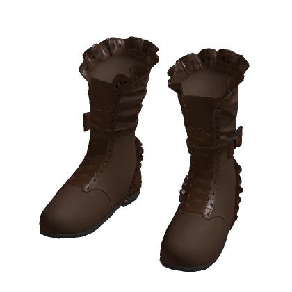 Brown Gothic lace up ruffle boots