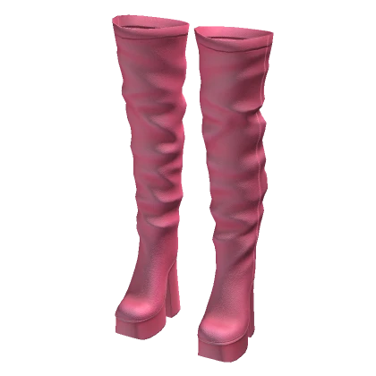 Thigh High Platform Boots - Pink