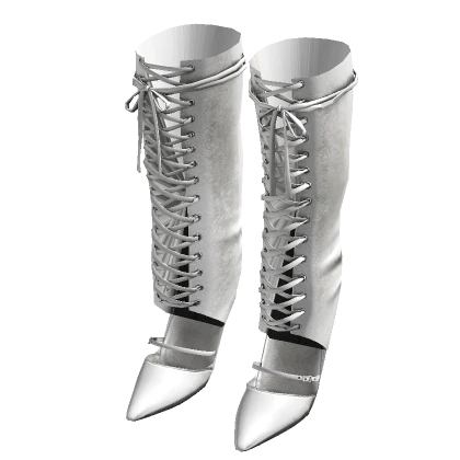 Lace Up Boot Heels | White