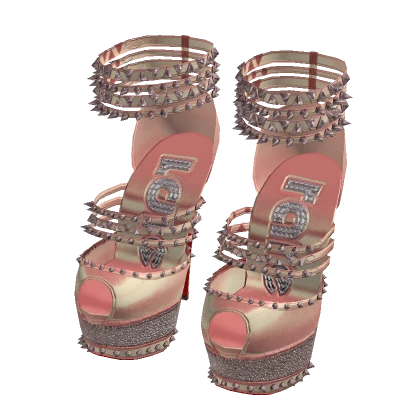 2012 Strappy Spiked Platform Heels in Rose Gold