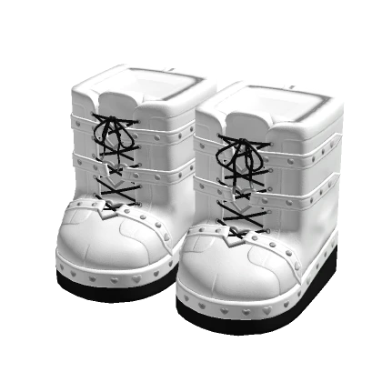 Y2K Emo Heart Boots White/Black