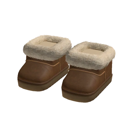 3.0 Boots Fluffy Brown Fur Shoes Cozy Winter y2k