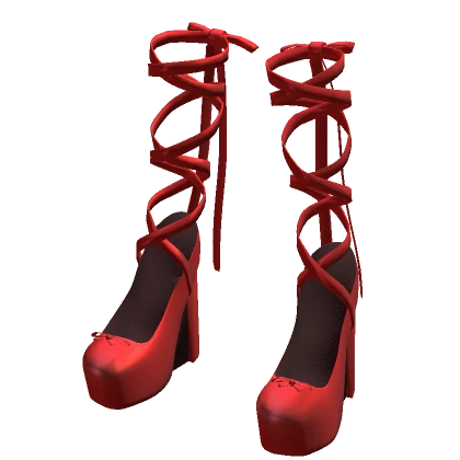 Red Ballerina Ribbon Heels