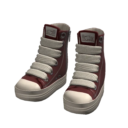 High Top Chunky Lace Shoes Red
